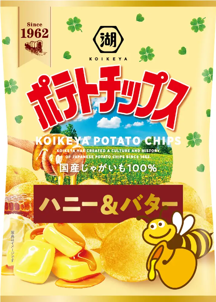 湖池屋が約8年ぶりの新定番フレーバー　「ポテトチップス ハニー＆バター」を9月7日発売、既存5品は新じゃが期間限定パッケージへ